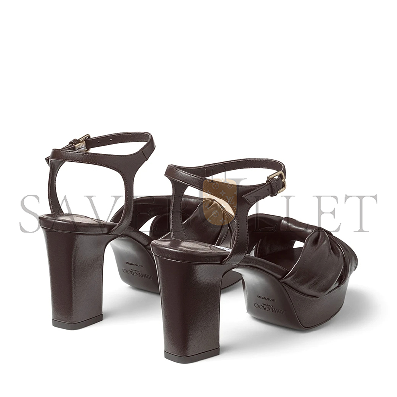 Ji*y Ch* heloise 80 coffee nappa leather platform sandals heloise80nap
